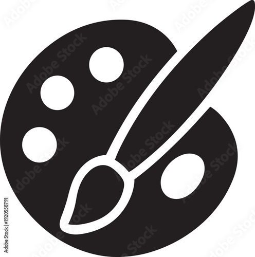 Artist's paint palette with brush, creative art supplies and painting tools, graphic design element