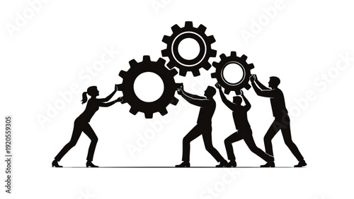 Business Team Connecting Gears Collaboration Concept
