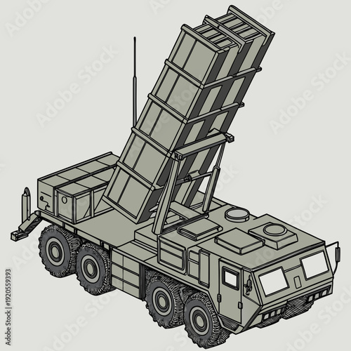 Military truck with missile launcher system military vehicle 1