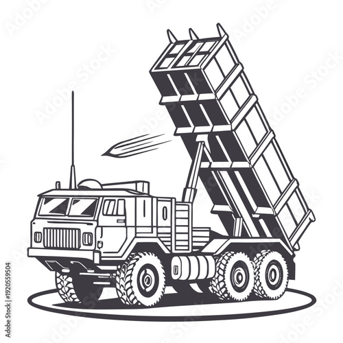 Missile launcher truck with missile launch vehicle