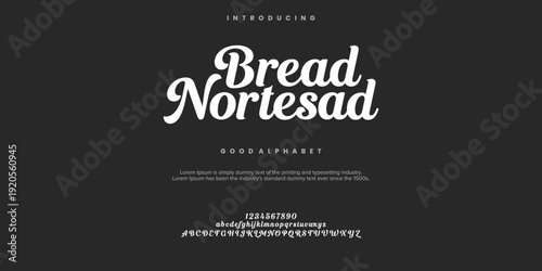 Bread Nortesad Elegant alphabet letters font and number. Classic Lettering Designs vector illustration