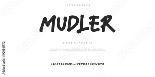 Mudler rough abstract digital alphabet font typography. Bold Condensed Display Font. Vector illustration