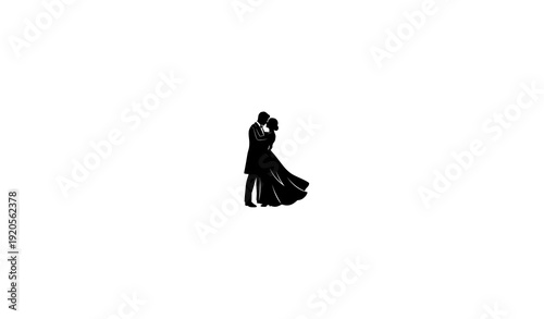 Romantic Couple Slow Dancing Silhouette Formal Attire