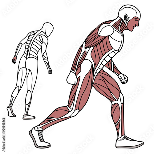 Human body muscle anatomy red and white muscular system