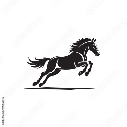Black horse running silhouette dynamic