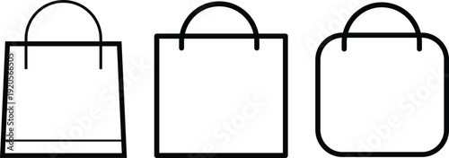 shopping bag icon set. Paper bag and tote icons. Retail Shopping Symbols. Online Shop Symbol. Commerce Sign
