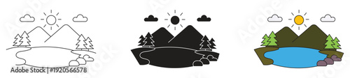 Lake icon set , vector illustration.