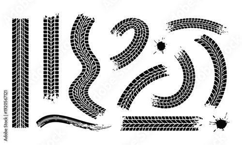 Vector Tire Tracks and Grunge Splatters Collection
