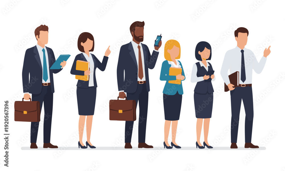 Obraz premium Business Professionals Group Standing with Documents and Devices