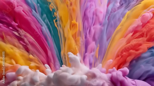 Colorful Smoke Explosion Abstract Art Vibrant Hues Artistic Display Creative Design.