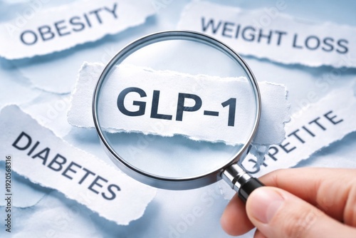 GLP-1 medication research for diabetes obesity and weight loss treatment.