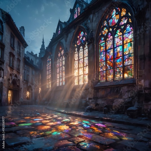 The stained glass windows of the city s churches glow with an et