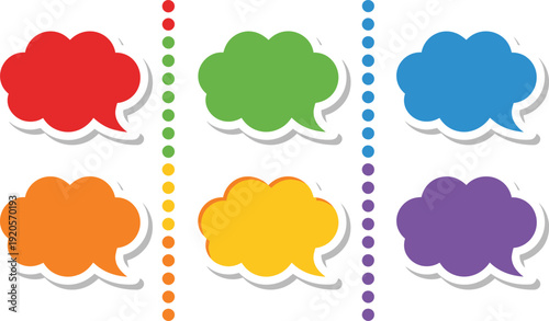Colorful Speech Bubbles in Modern Design with Bright Vibrant Colors on White Background for Communication Templates