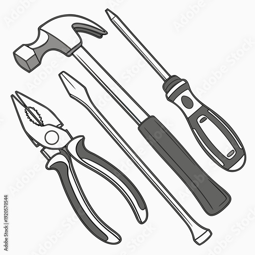 Diy repair tools hammer screwdriver