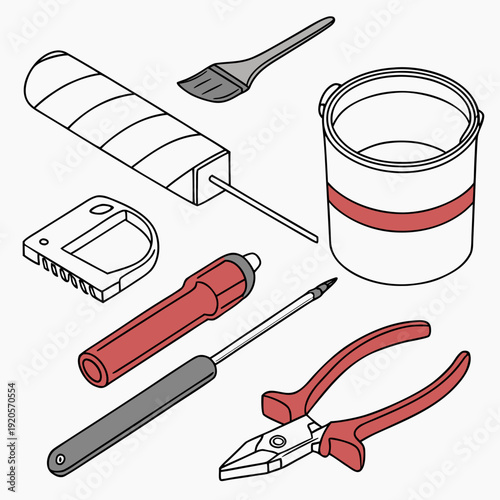 Ultra realistic of home improvement tools paint roller