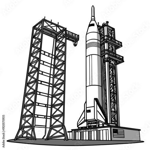 Ultra realistic depiction of space rocket on launchpad 1