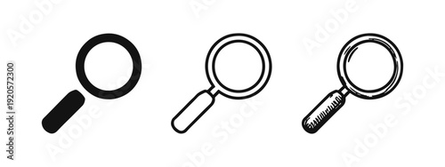 Round Magnifying Glass Icons: Minimalist Search and Zoom Symbols