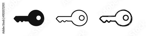 Collection of key icons in solid, outline, and hand-drawn designs, representing security and accessibility.