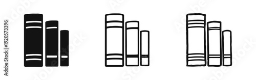 Stack of Books Icon Set for Reading, Library, and Education in Three Styles