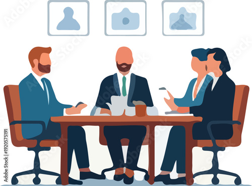 Business Meeting Around Table: Team Collaboration, Discussion & Strategy