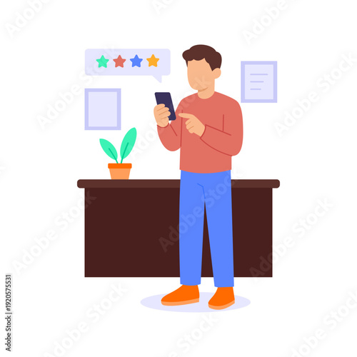 Customer Feedback, collecting reviews to improve services, Flat vector character illustration