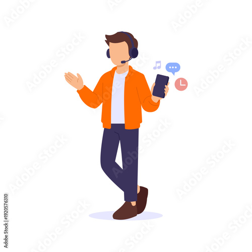 Call Hold Assistance, placing callers temporarily on hold, Flat vector character illustration