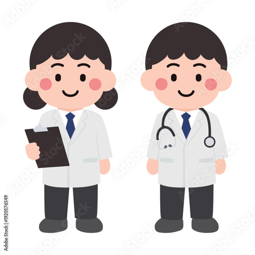Cute Doctor Character Vector Illustration