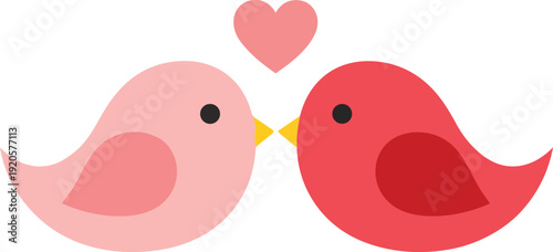 Valentine Love Birds Heart Romance Couple Romantic Holiday Symbol Affection Cute Illustration Vector Design.