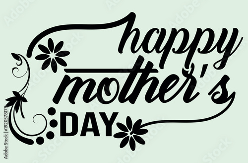 vector set of calligraphic design elements for design,Vintage Happy Mother's Day Greeting Card with Ornate Frame on Mint Background.