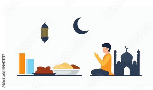 Ramadan Kareem flat vector greeting design