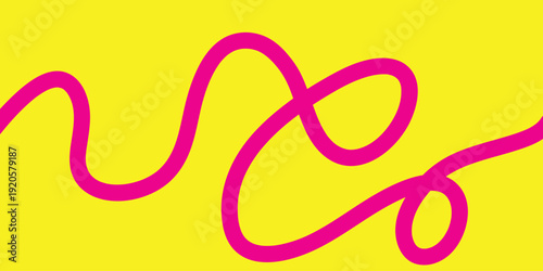 Vibrant pink squiggle on yellow background
