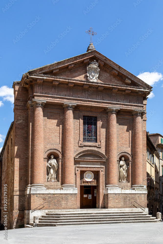 Fototapeta premium the church of san cristoforo in the piazza tolomei in siena tuscany italy sunny day no people
