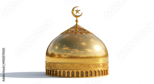 Golden Mosque Dome with Crescent.