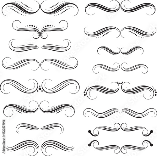 Collection of Elegant Black Mustache Designs and Flourishes