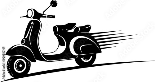 Vintage Scooter in Motion Illustration.