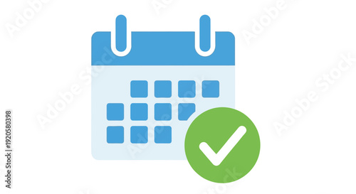 A blue calendar icon with a green checkmark representing scheduling or appointments