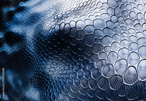 3D rendering of nanocarbon surface structure with futuristic blue abstract texture