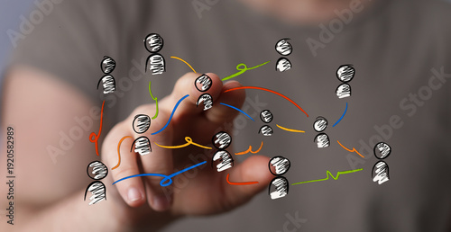 Hand drawing a network of p...