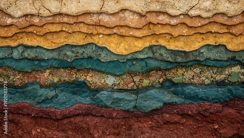 Strata of Earth Showing Different Layers of Soil and Rock at a Natural Format...