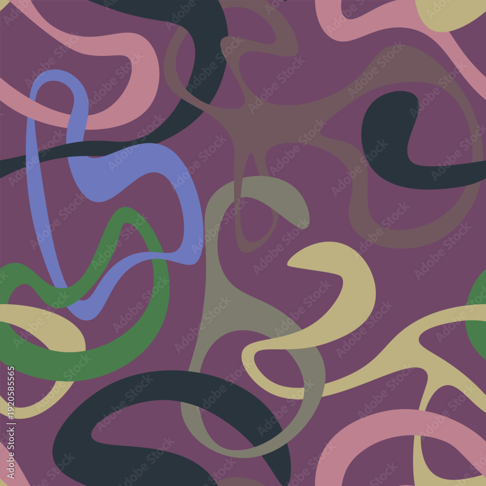 Obraz premium Abstract Brush Strokes Seamless Pattern with Organic Shapes