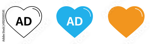 Heart shaped advertisement icons