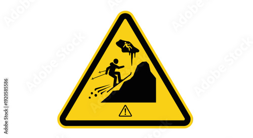 Warning sign for falling rocks or landslides on roads and trails.