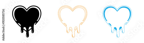 Dripping heart icons in black orange and blue