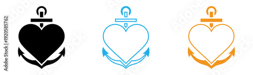 Heart anchor symbols in black blue and orange