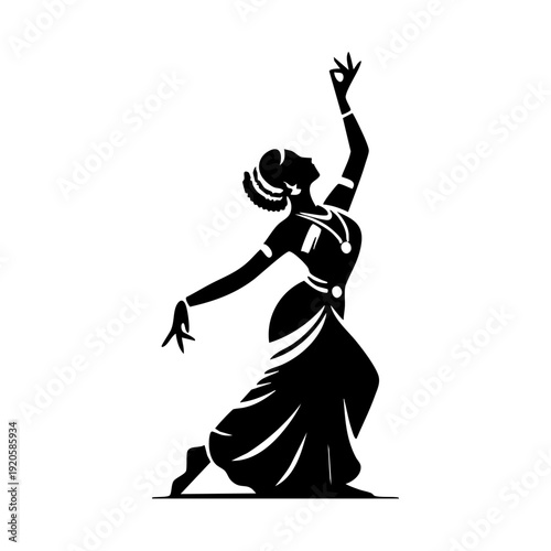 Indian Classical Dance Woman Silhouette Cultural Vector Illustration