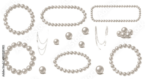 Elegant jewelry set with pearl necklaces earrings and bracelet