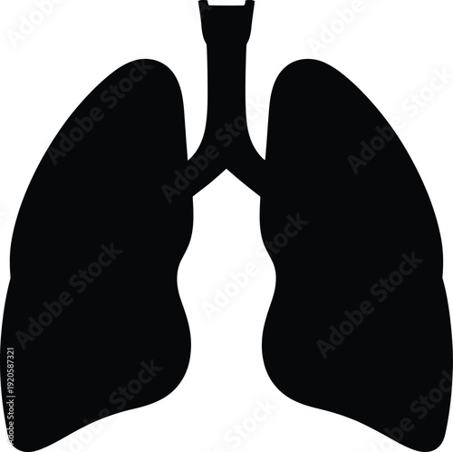 A black silhouette of human lungs