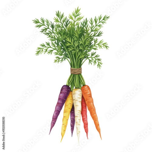 Bunch of Colorful Heritage Carrots with Green Tops