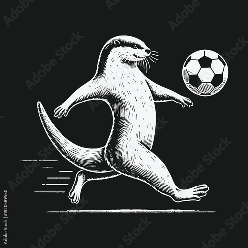 Otters Agile Footwork: A Striking Soccer Illustration.