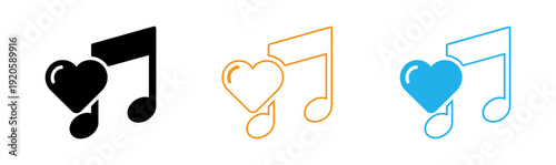 Colorful eighth note music symbols with heart shaped eighth rest